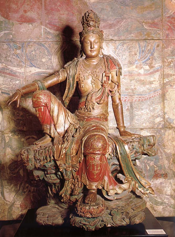 Guanyin 1 loan-beginning 12e century Gepolychromeerd wood